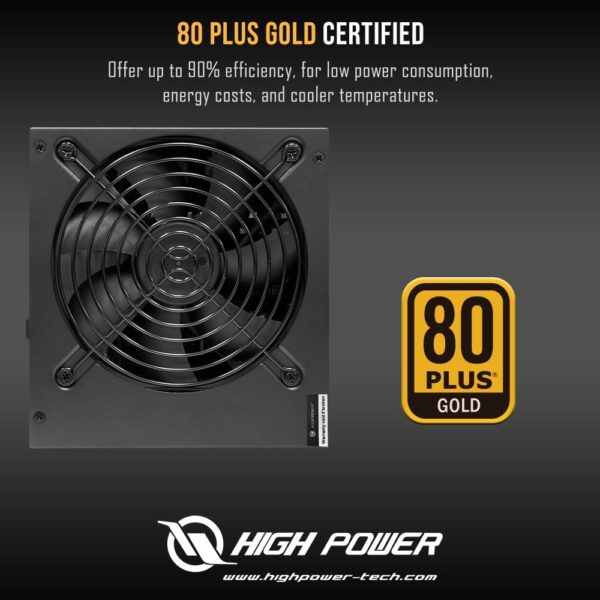 High Power 600W 80+ Gold Gaming Power Supply HP1-J600GD-F12S