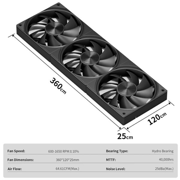 upHere 360mm All-in-One Computer Case Fan with PWM 4-Pin Interface High Performance Cooling Low Noise for Enhanced PC Cooling U3K3