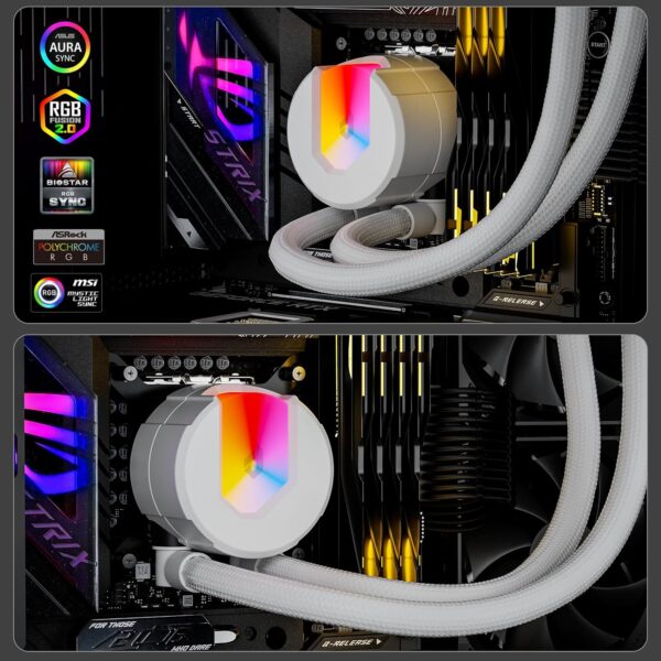 upHere U360TC AIO 360mm ARGB Radiator Liquid CPU Cooler 2500 RMP Water Cooling Systems (White)