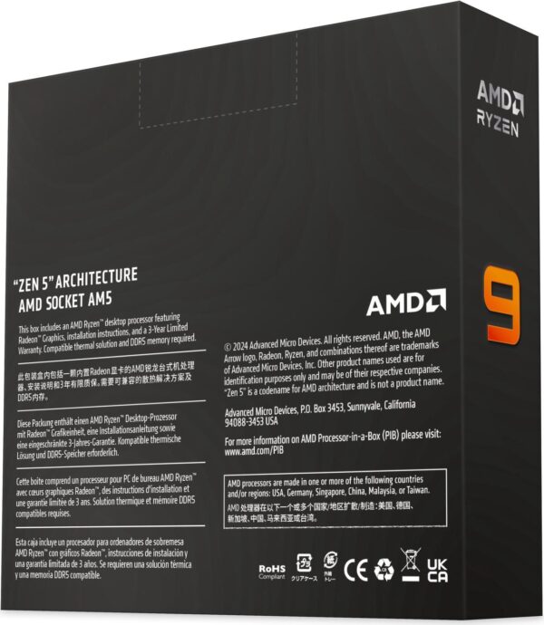 AMD Ryzen™ 9 9900X 12-Core, 24-Thread Unlocked Desktop Processor