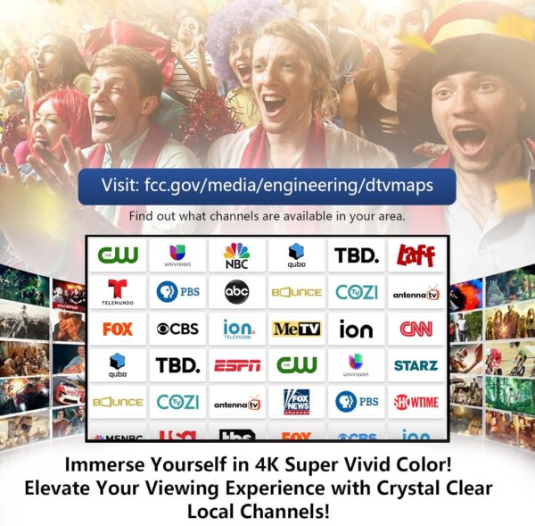 Digital TV Antenna for Smart TV Indoor,TV Antenna for Local Channels Free To Air