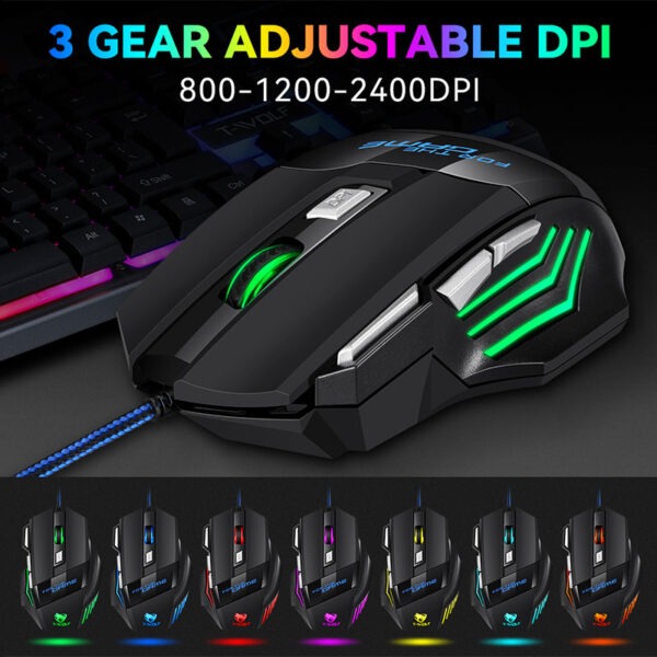 Gaming Mouse, Ergonomic RGB Gaming Mouse Wired with Adjustable DPI