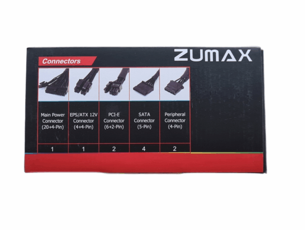 Zumax 750W 80 Plus Bronze Desktop Power Supply – Black