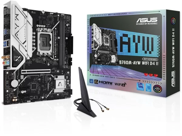 ASUS B760M-AYW WIFI D4 II LGA 1700 Intel B760 Micro ATX Gaming Motherboard