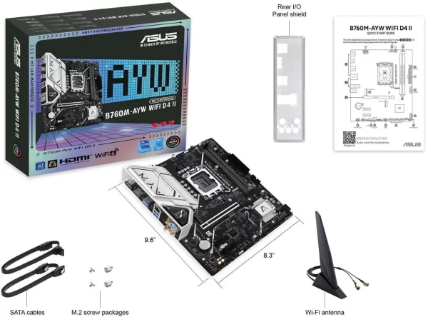 ASUS B760M-AYW WIFI D4 II LGA 1700 Intel B760 Micro ATX Gaming Motherboard