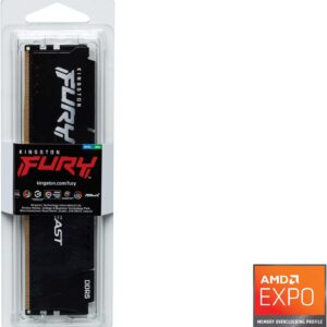 Kingston FURY Beast Black DDR5 32GB 5600MT/s CL40 DIMM Desktop Gaming Memory Single Module AMD Expo and Intel XMP - KF556C40BB2-32