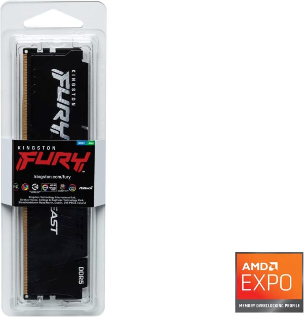 Kingston FURY Beast Black DDR5 32GB 5600MT/s CL40 DIMM Desktop Gaming Memory Single Module AMD Expo and Intel XMP - KF556C40BB2-32