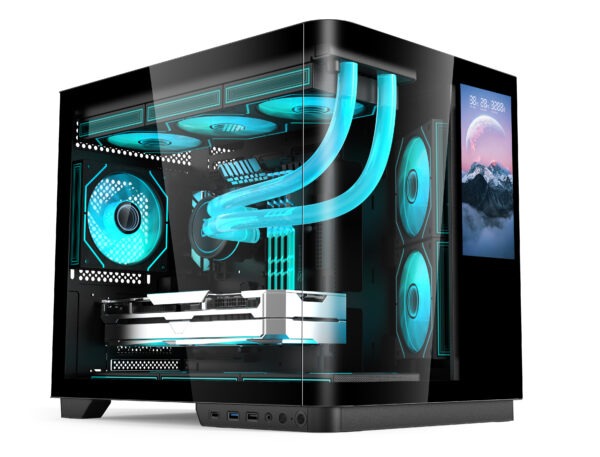 SOEYI V332R Curved Tempered Glass 6'' Lcd Display Screen Gaming Pc Case