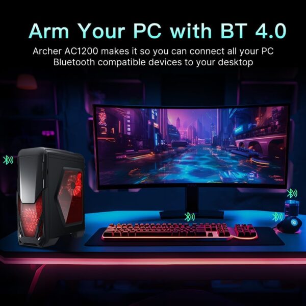 AC1200 PCIe WiFi Card for Gaming Desktop PC Bluetooth Dual Band Wireless Network Card For Gaming and Streaming