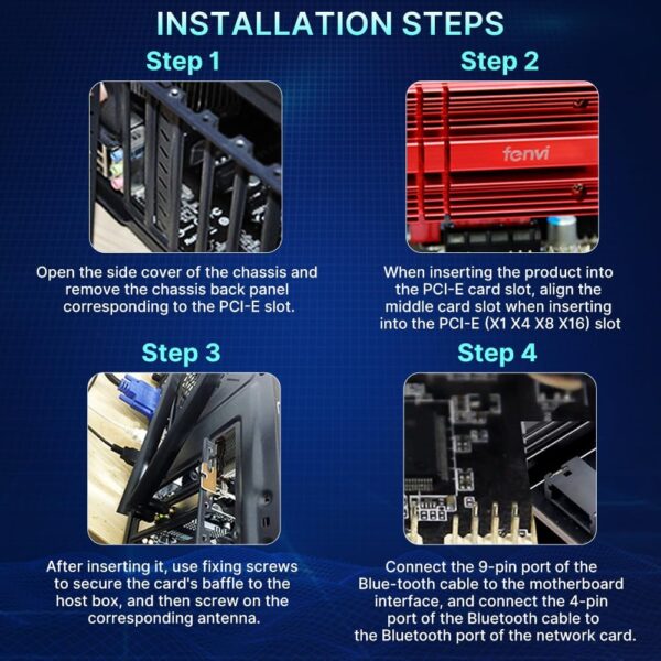 AC1200 PCIe WiFi Card for Gaming Desktop PC Bluetooth Dual Band Wireless Network Card For Gaming and Streaming