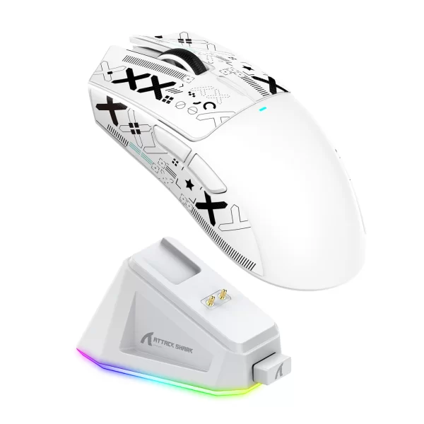 ATTACK SHARK X11 Lightweight Wireless Gaming Mouse with RGB Charging Dock,Tri-Mode-2.4G/USB-C Wired/BT,22K DPI for PC/Mac