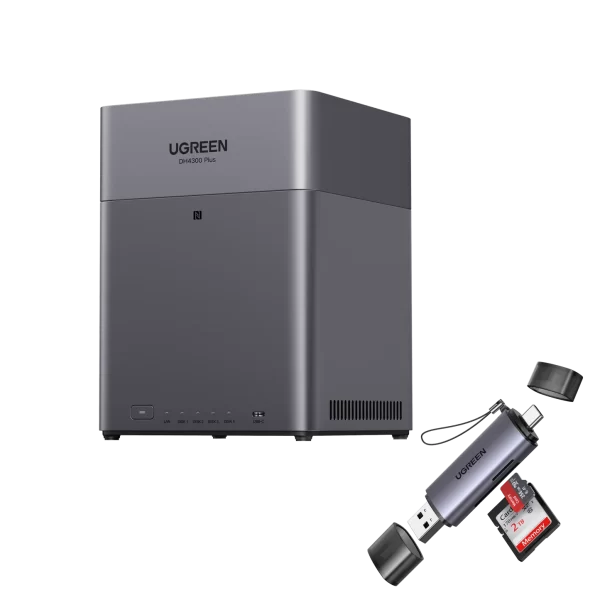 UGREEN NAS DH4300 Plus 4-Bay Desktop NASync, Support Capacity 120TB, Remote Access, AI Photo Album, Beginner Friendly System, 8GB LPDDR4X RAM, 2.5GbE, 4K HDMI, Network Attached Storage(Diskless)