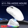 ATTACK SHARK X11 Lightweight Wireless Gaming Mouse with RGB Charging Dock,Tri-Mode-2.4G/USB-C Wired/BT,22K DPI for PC/Mac