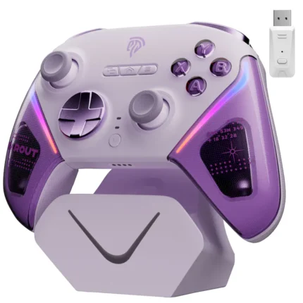 EasySMX D10 Wireless Game Controller TMR Anti-Drift Joysticks, Dual-Mode Triggers, 1000Hz Polling, Mechanical Buttons, RGB – Bluetooth Gamepad for PC/Switch/Switch2/iOS/Android with Charging Dock