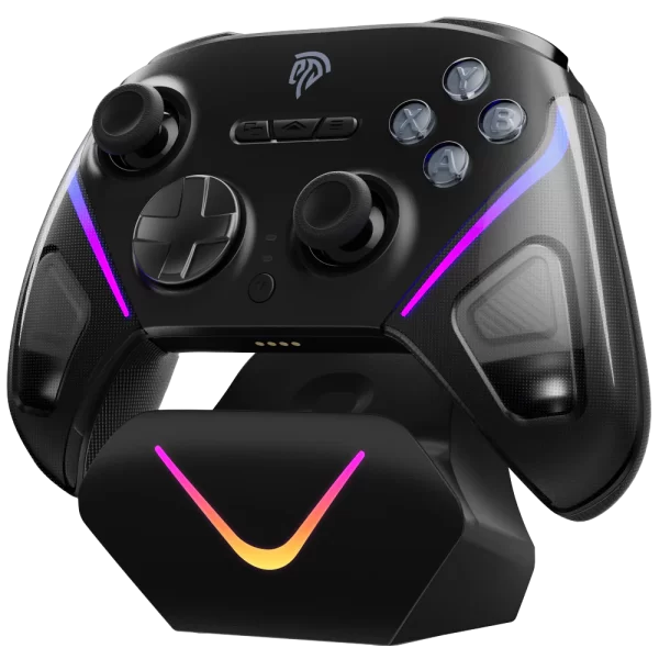 EasySMX D10 Wireless Game Controller TMR Anti-Drift Joysticks, Dual-Mode Triggers, 1000Hz Polling, Mechanical Buttons, RGB – Bluetooth Gamepad for PC/Switch/Switch2/iOS/Android with Charging Dock