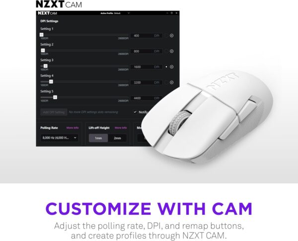 NZXT Lift Elite Wireless Ultra Lightweight Gaming Mouse White