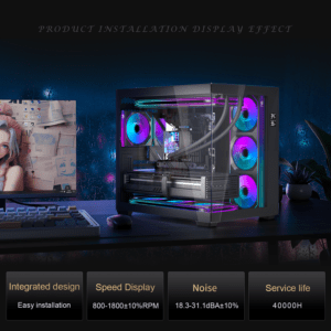 LOVINGCOOL Coherent LG Pro-240 PC Fan Digital Display Siamese Building Block ARGB Chassis Case Fan Black