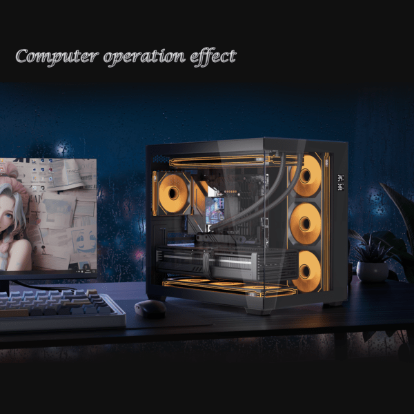 LOVINGCOOL Coherent LG Pro-240 PC Fan Digital Display Siamese Building Block ARGB Chassis Case Fan Black