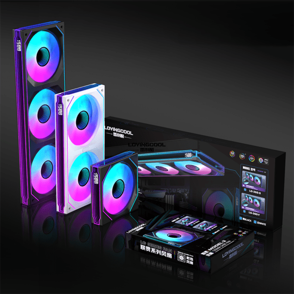 LOVINGCOOL Coherent LG Pro-240 PC Fan Digital Display Siamese Building Block ARGB Chassis Case Fan Black