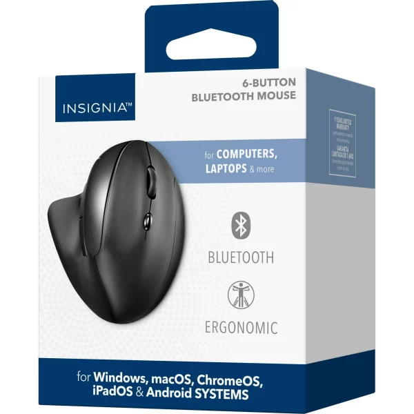 Insignia Bluetooth Wireless 6 Button Ergonomic Mouse - Black