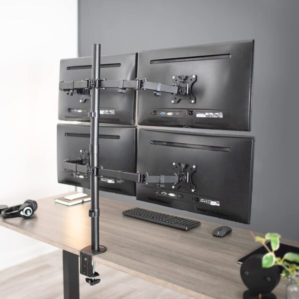 Zeno M624 Quad Stand Monitor Mount Arm Clamp Forex,Trading & Gaming Setup