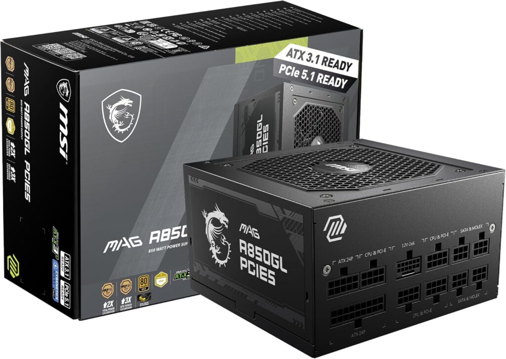 MSI MAG A750GL PCIE5 750Watts Gold 80+ Gold, ATX 3.1 & PCIe 5.1 Modular Power Supply