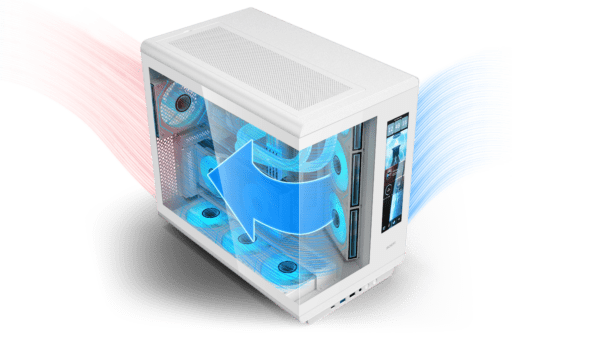 SOEYI U600 Dual Chamber ATX Mid Tower Modern Aesthetic Gaming Pc Case with 2.5K LCD