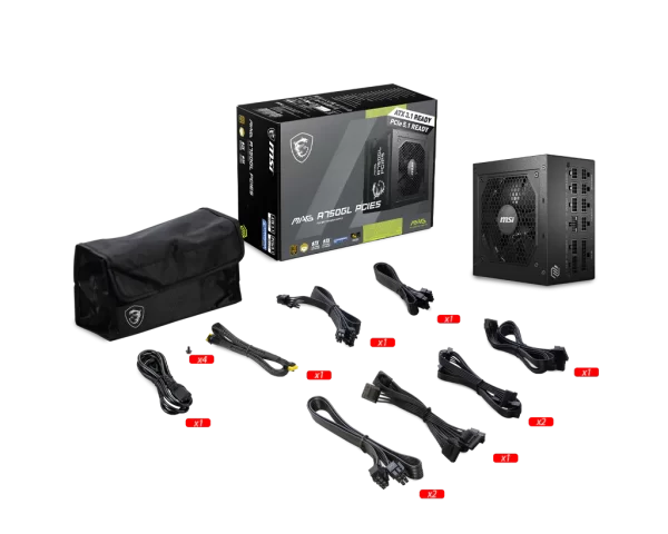 MSI MAG A750GL PCIE5 750Watts Gold 80+ Gold, ATX 3.1 & PCIe 5.1 Modular Power Supply