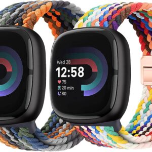 Fitbit Sense,Versa 3 4 Sports Smart Watch Strap Nylon Braided Loop Magnetic Buckle