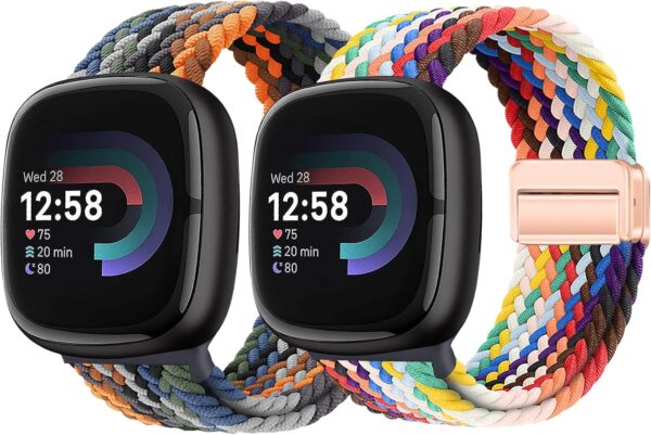 Fitbit Sense,Versa 3 4 Sports Smart Watch Strap Nylon Braided Loop Magnetic Buckle