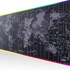 XXL Professional Large Mouse Pad & Computer Game Mouse Mat RGB World Map 800 by 300
