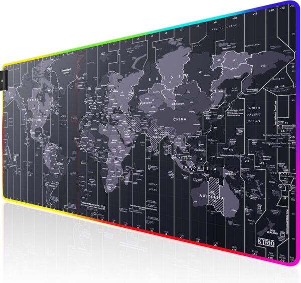 XXL Professional Large Mouse Pad & Computer Game Mouse Mat RGB World Map 800 by 300