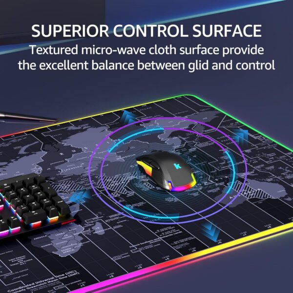 XXL Professional Large Mouse Pad & Computer Game Mouse Mat RGB World Map 800 by 300