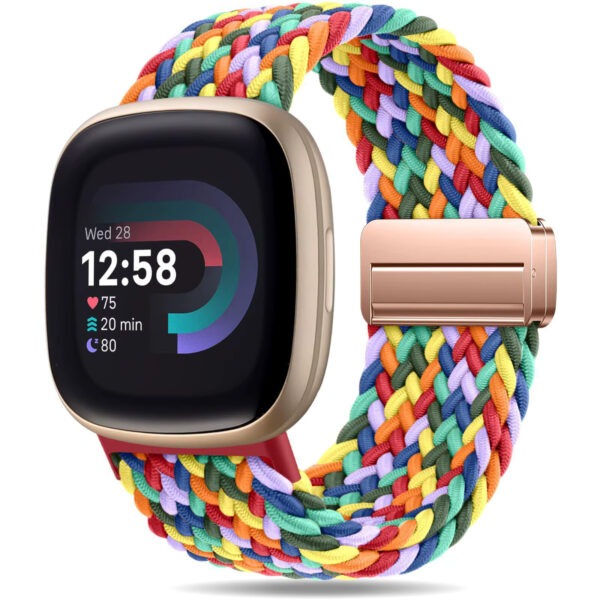 Fitbit Sense,Versa 3 4 Sports Smart Watch Strap Nylon Braided Loop Magnetic Buckle