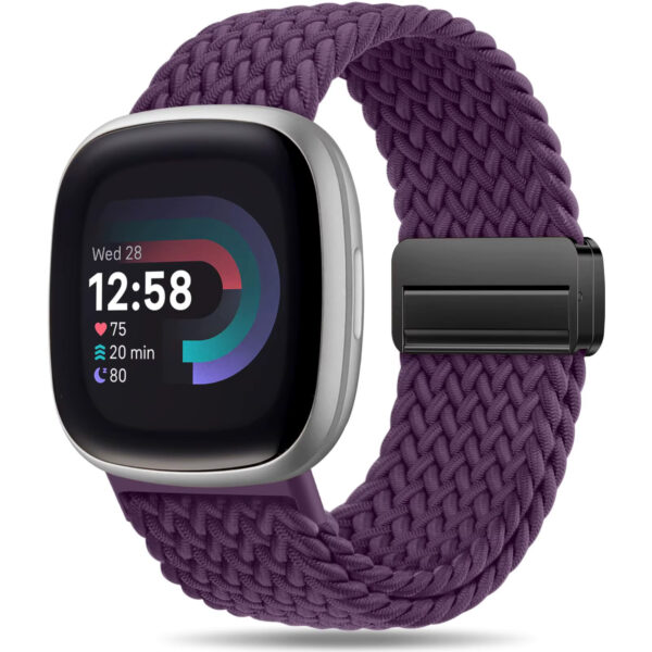 Fitbit Sense,Versa 3 4 Sports Smart Watch Strap Nylon Braided Loop Magnetic Buckle