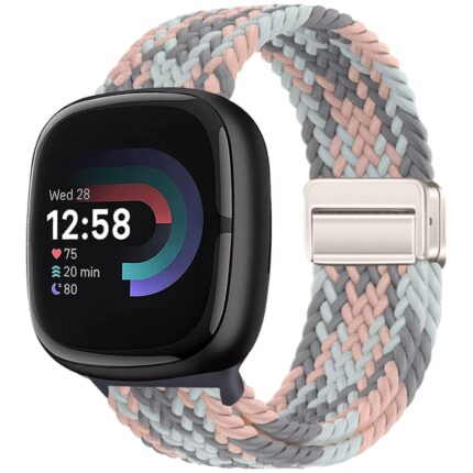 Fitbit Sense,Versa 3 4 Sports Smart Watch Strap Nylon Braided Loop Magnetic Buckle