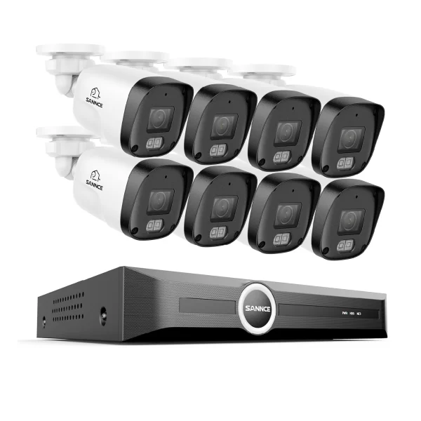SANNCE 8CH 6MP NVR 5MP Audio POE Security Camera System Human Vehicle Detection CCTV