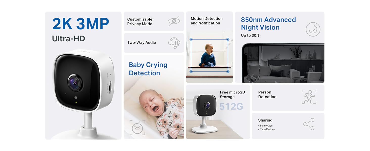 TP-Link Tapo C110 2K 3MP Home Security Wi-Fi Camera