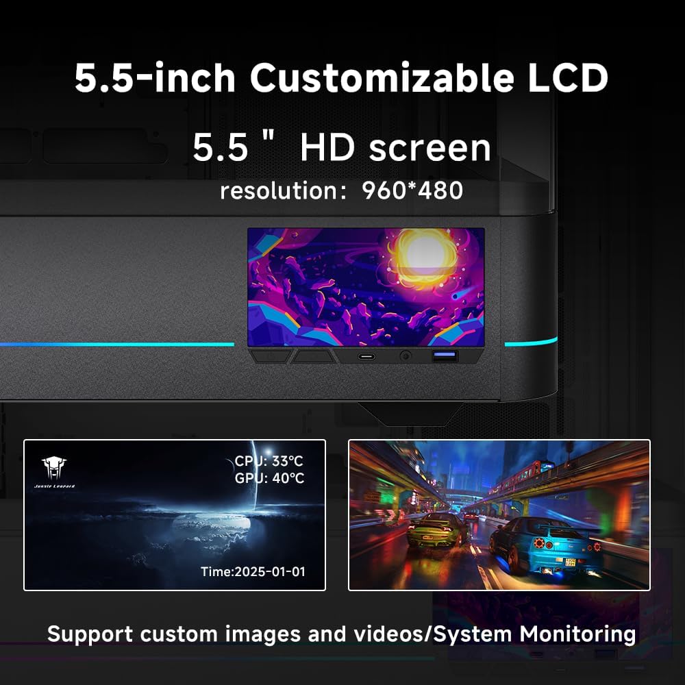  Jungle Leopard AC-02 Digital 5.5 Inch Integrated LCD Screen ATX Gaming Computer Case|