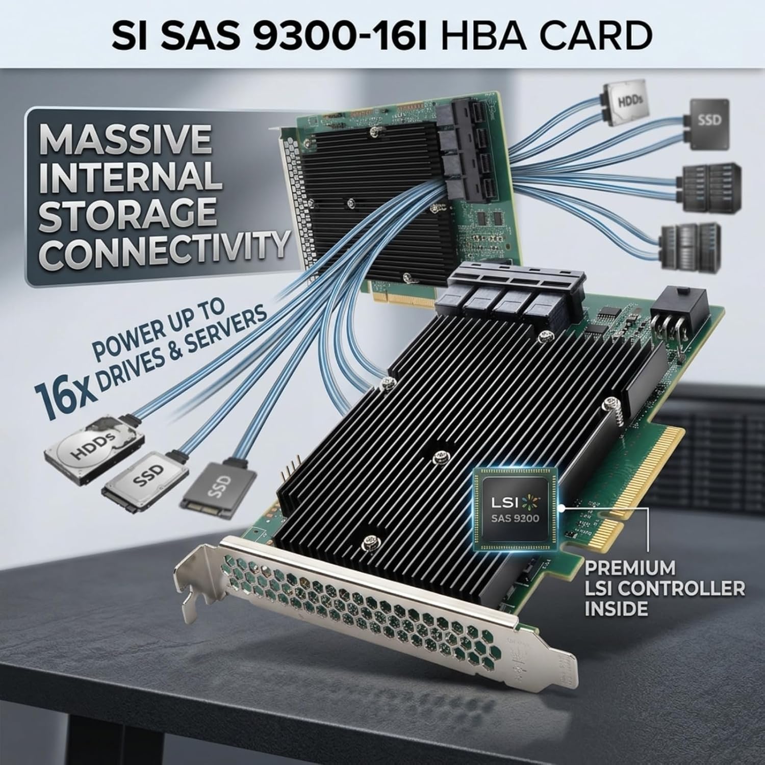 LSI 9300-16i 16-Port 12Gb/s SAS Controller HBA Card with P16 IT Mode for ZFS TrueNAS unRAID