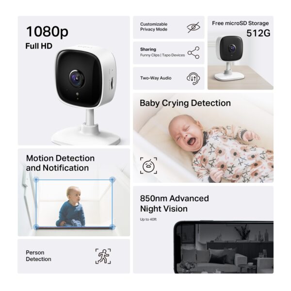 TP-Link Tapo C100 1080p Indoor Wi-Fi Security Camera with Night Vision (4-Pack)