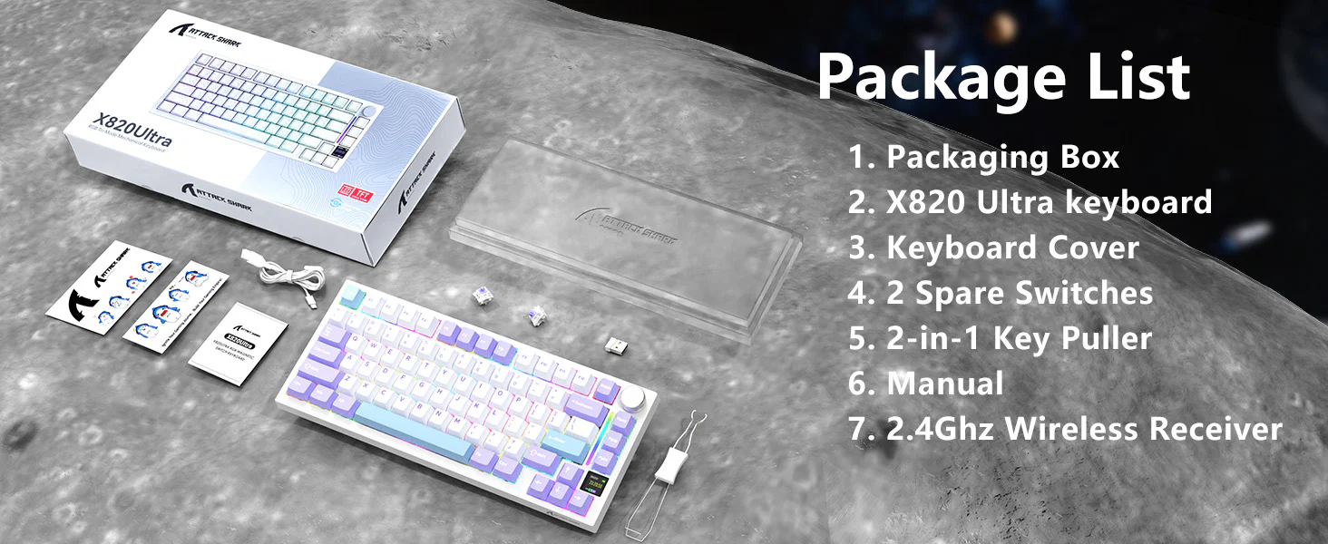 ATTACK SHARK X820 Ultra 75% Wireless Gaming Mechanical Keyboard
