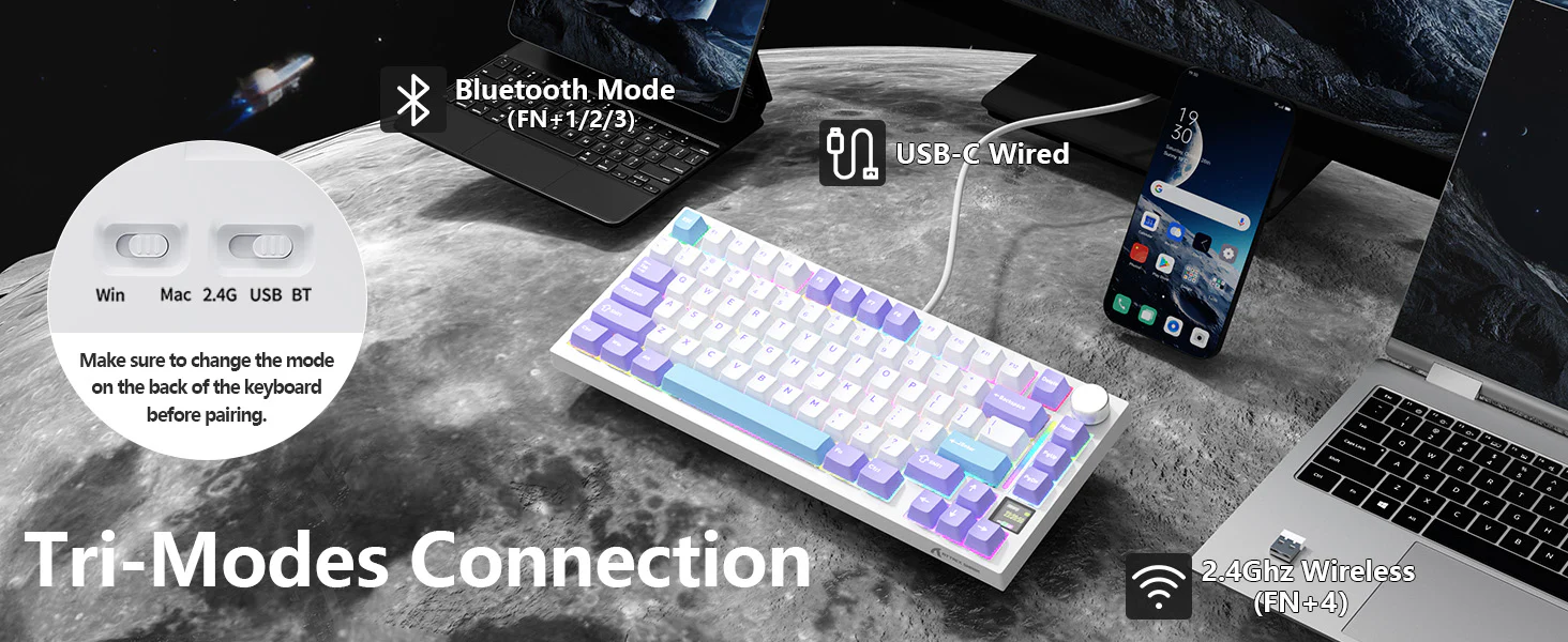 ATTACK SHARK X820 Ultra 75% Wireless Gaming Mechanical Keyboard