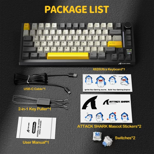 ATTACK SHARK X820 Ultra 75% Wireless Gaming Mechanical Keyboard