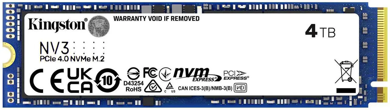 Kingston 4TB NV3 NVMe M.2 PCIe 4.0 SSD SNV3S/4000G