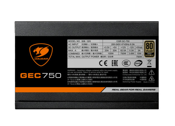 COUGAR GEC750 750W 80Plus Gold Fully Modular ATX Power Supply (White)