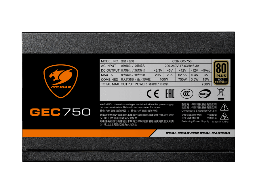 COUGAR GEC750 750W 80Plus Gold Fully Modular ATX Power Supply (White)