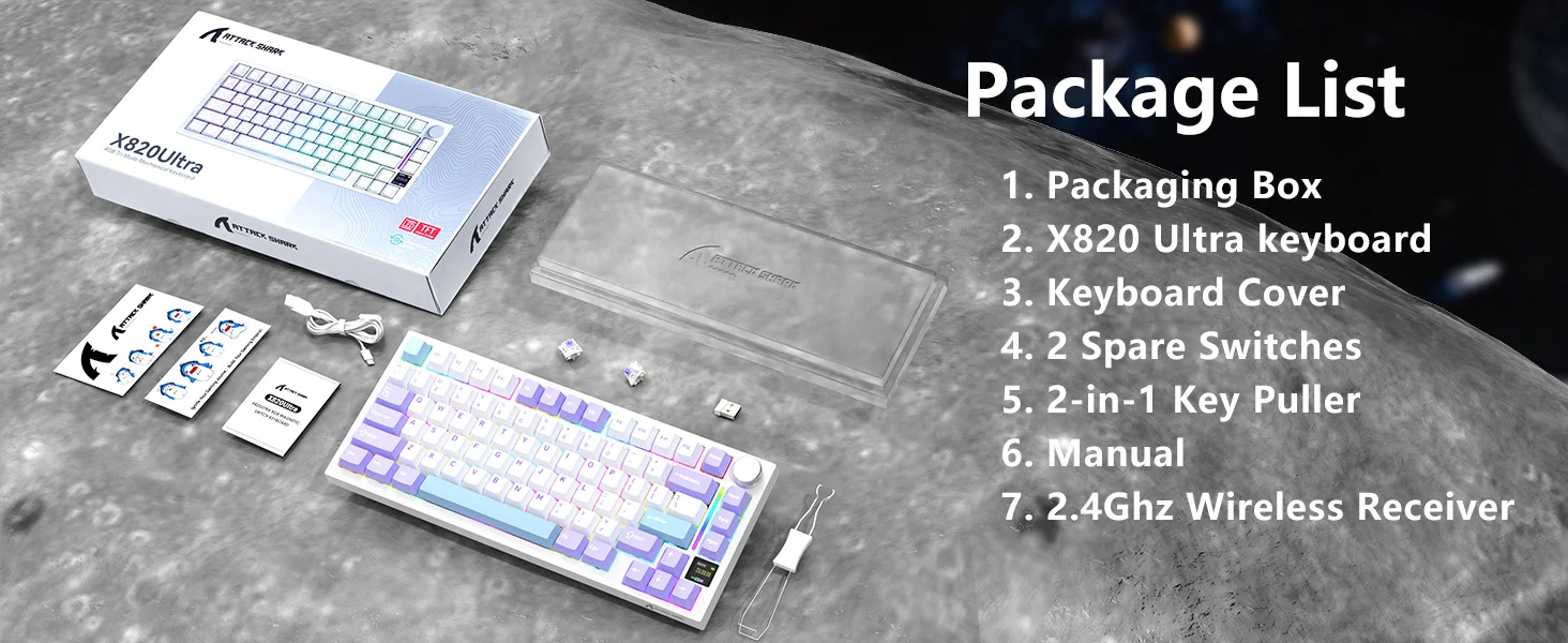 ATTACK SHARK X820 Ultra 75% Wireless Gaming Mechanical Keyboard