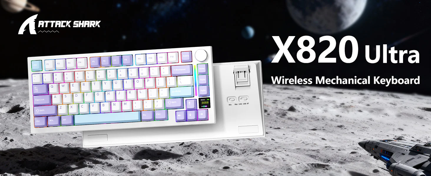 ATTACK SHARK X820 Ultra 75% Wireless Gaming Mechanical Keyboard