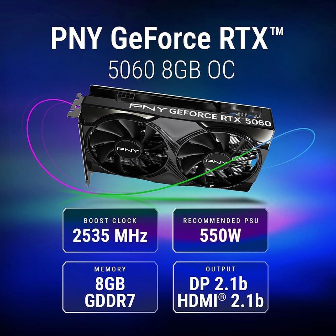 PNY NVIDIA GeForce RTX 5060 8GB GDDR7 OC Graphics Card